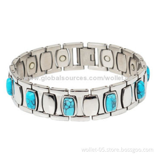 2014 China Wholesales, 316L Stainless Steel, Magnetic Bracelet with Turquoise